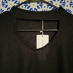 Long sleeve waffle shirt with chest cut out